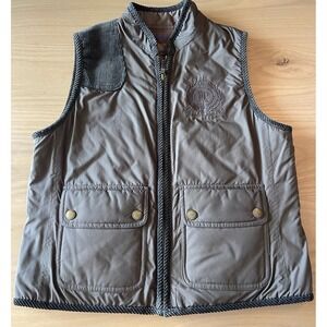 Ralph Lauren Vest Medium Corduroy Monogram Reversible Puffer Plaid Purple Brown